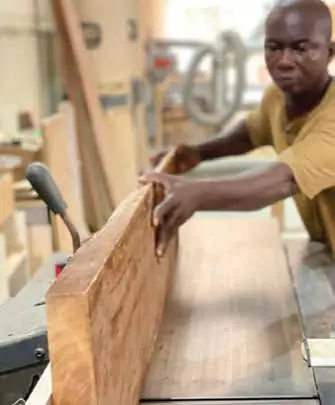 Planing in the Nova Doors factory, Accra